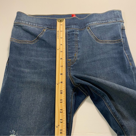 SPANX Distressed Medium Wash Denim Skinny Ankle Jeggings Size M - Picture 13 of 16